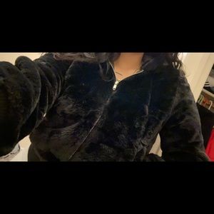 Fluffy Zip Up Jacket with Hood